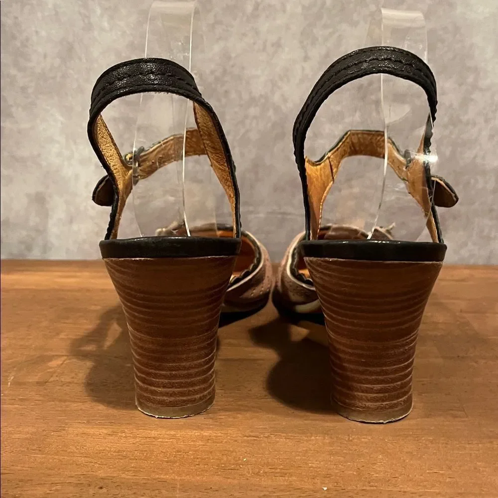 Gold Button Black and Tan Mary Jane Heels size 41